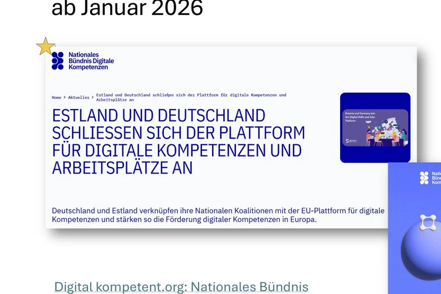 Nationales Bündnis Digitale Kompetenzen: Estland und Deutschland schließen sich der EU-Plattform für digitale Kompetenzen und Arbeitsplätze an, ab Januar 2026